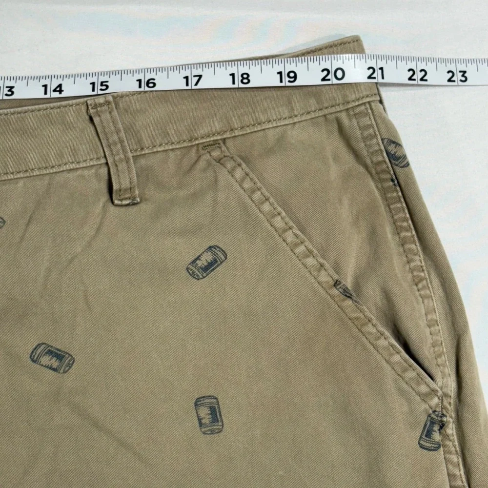 Wrangler Cargo Shorts Mens 42 Khaki Beer Can Print Cotton 60SFWK4 Novelty Summer